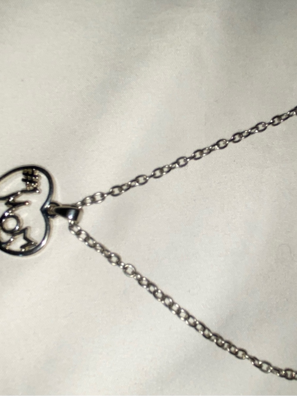 Silver Heart Pendant Necklace with 'Love' Script - Women's Jewelry